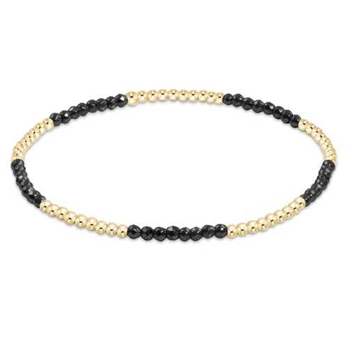 Blissful Pattern 2mm Bead Bracelet- Faceted Hematite