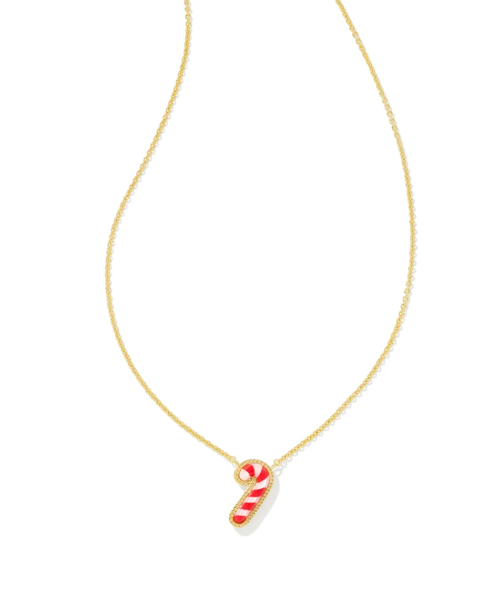 Candy Cane Gold Short Pendant Necklace in Ivory MOP