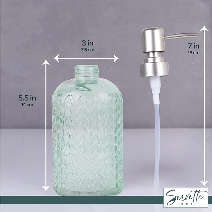 Chevron Glass Soap Dispenser - Mint