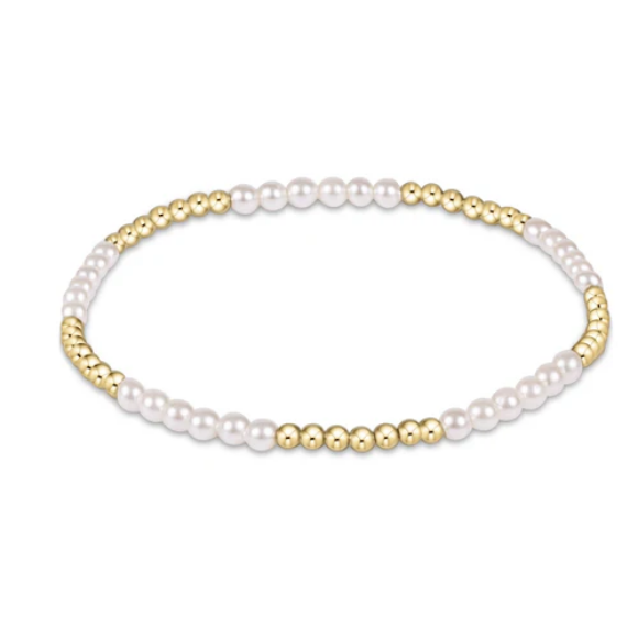 Classic Blissful Pattern 2.5mm Bead Bracelet- 3mm Pearl