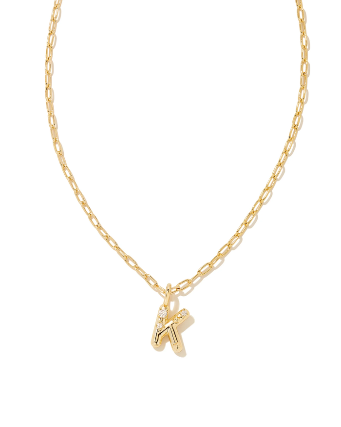 Crystal Gold Metal Pendant Necklace LETTER K