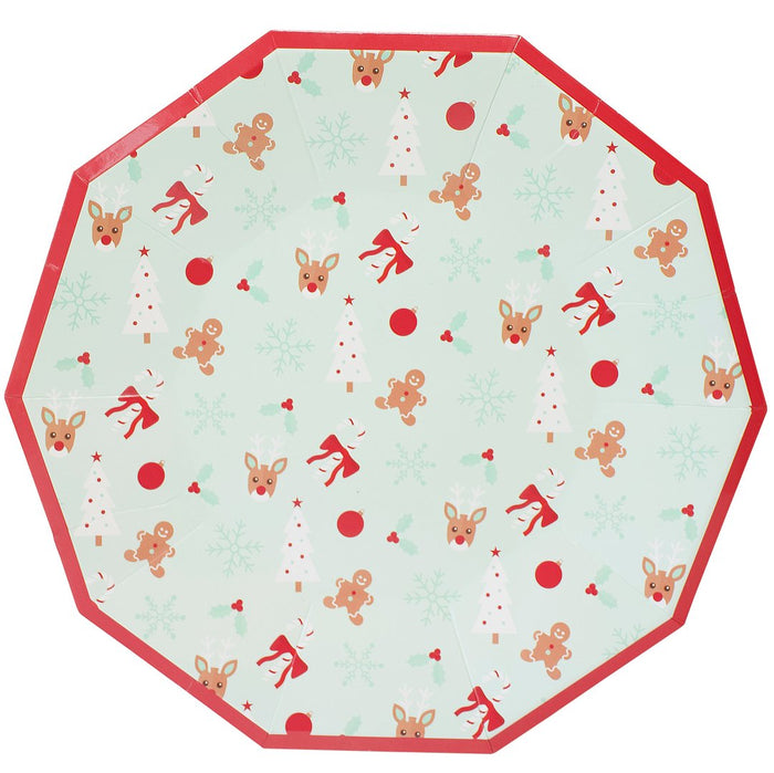 Holly Jolly Reindeer Paper Dinner Plate (8)