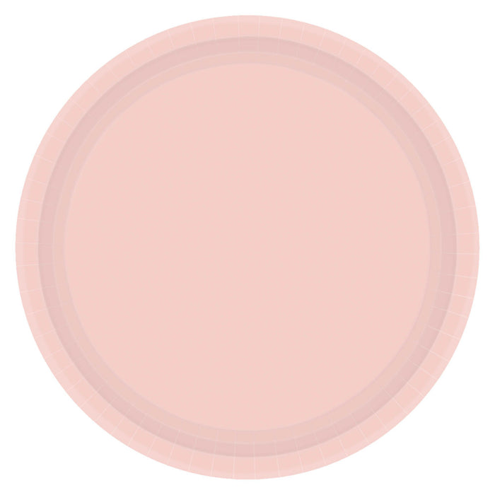 Pale Pink Solid Round Plates, 9"