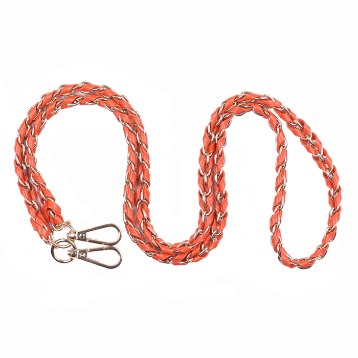 Pom Pom Strap Gold Chain Orange Spice Weave