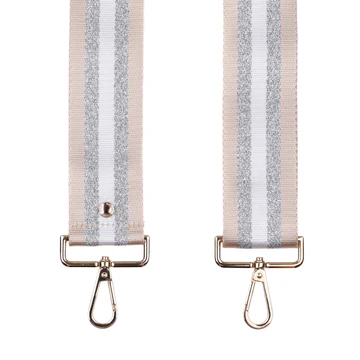 Pom Pom Strap Striped Platinum & Silver Stripe