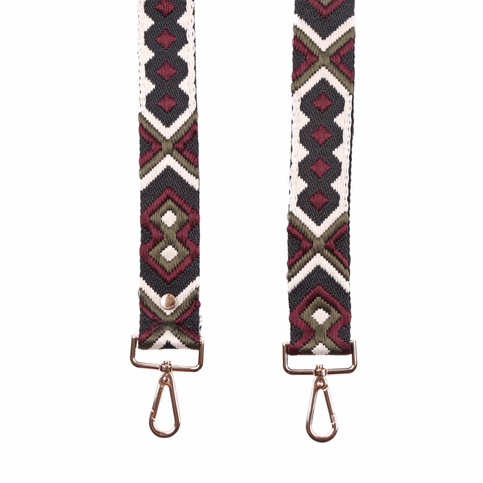 Pom Pom Strap Violet Fig Embroidered