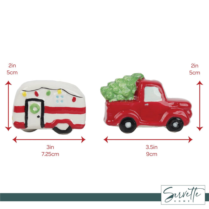 Red Truck and Camper Christmas Salt and Peppper Set
