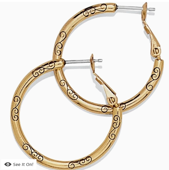 Small Hoop Charm Earrings Gold