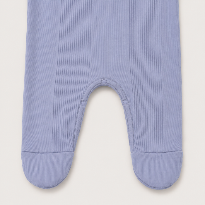 Variegated Rib Lap Tee Footie Pajama in Blue