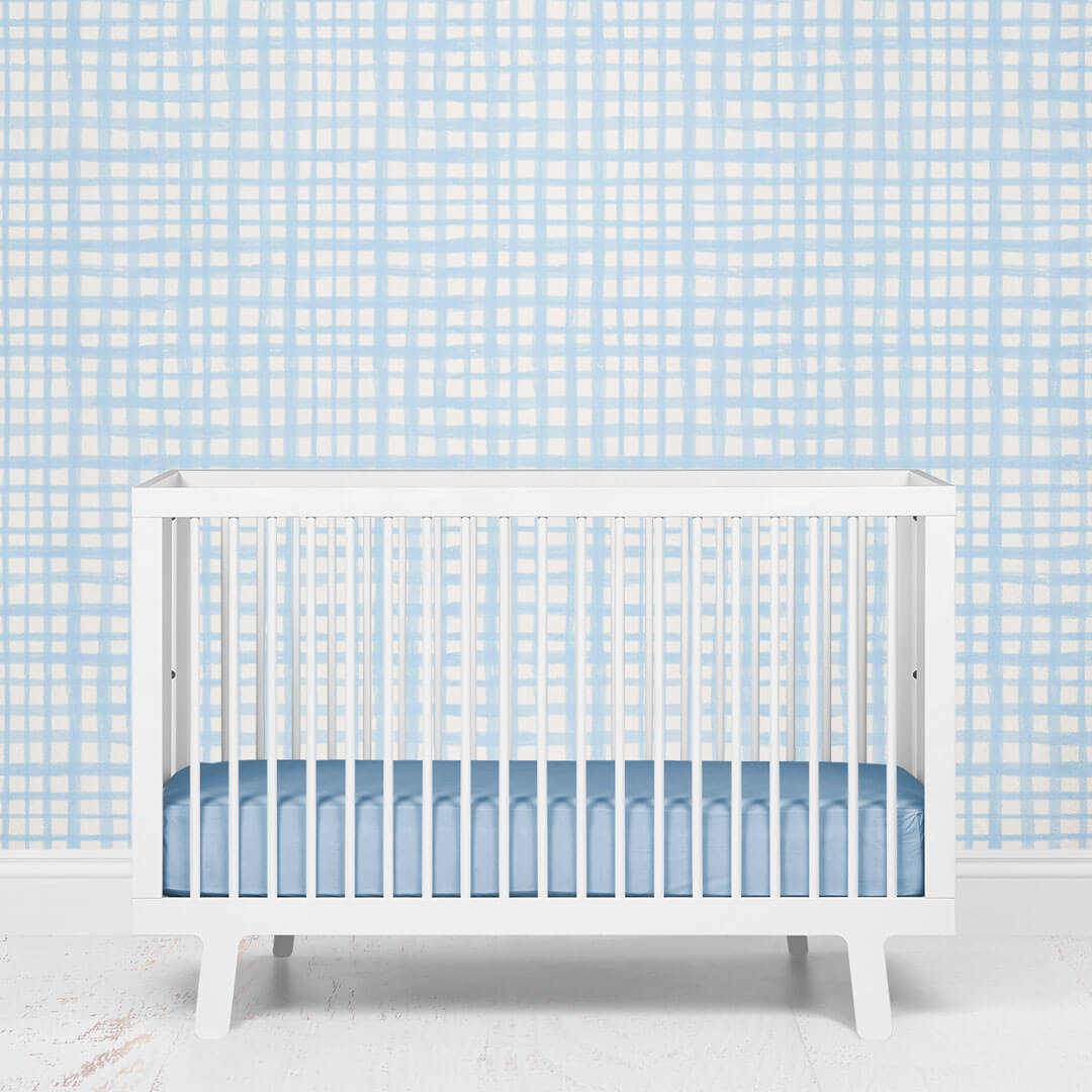 Baby Blue Plaid Removable Wallpaper