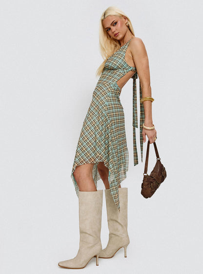 Blaize Asymmetrical Midi Dress Multi Check