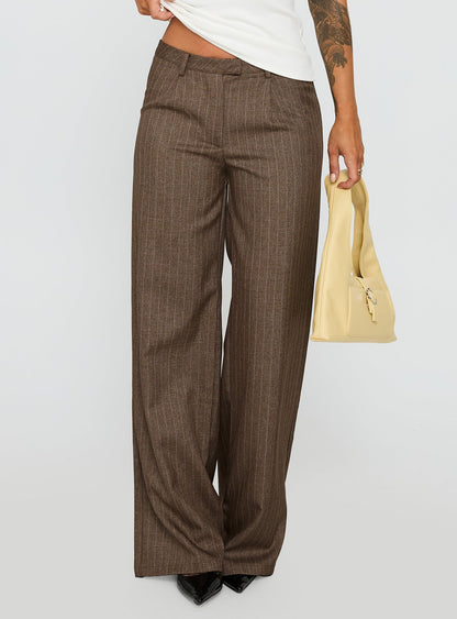 Broadcast Pants Beige Pinstripe