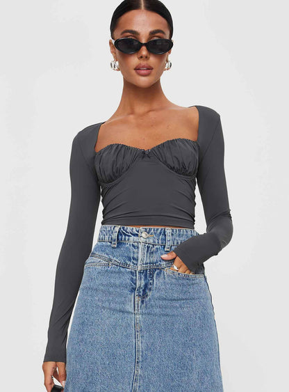 Candyce Long Sleeve Top Slate