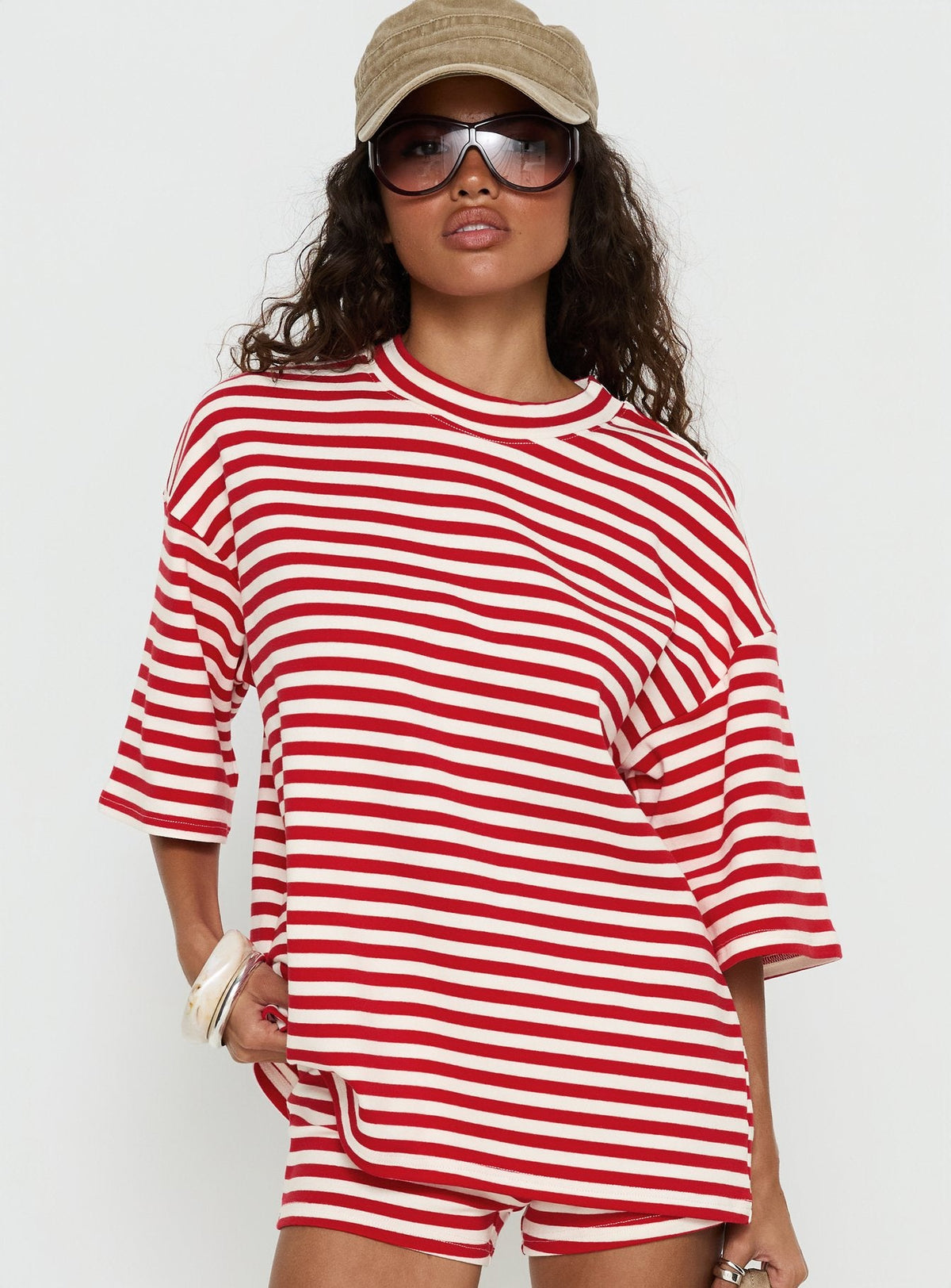 Bryanne Short Sleeve Top Red Stripe