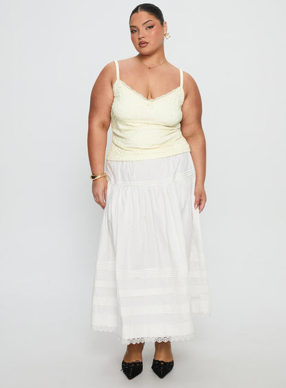 Calling For You Flowy Maxi Skirt White Curve