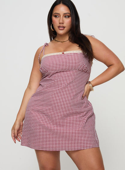 Burkes Mini Dress Red Check Curve