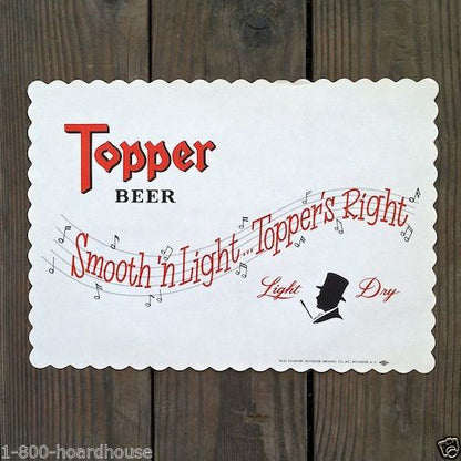 TOPPER BEER Paper Placemats 1930s