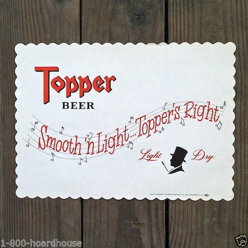 TOPPER BEER Paper Placemats 1930s
