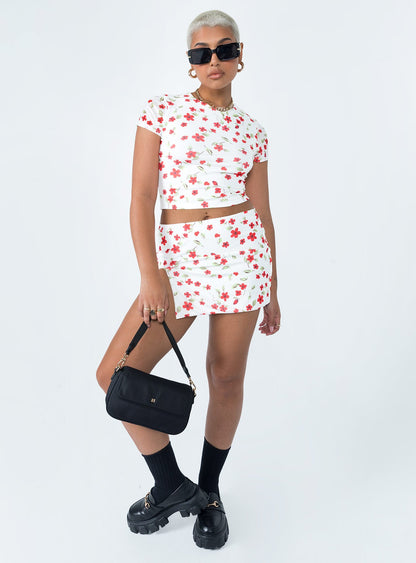 Bold Move Mini Skirt White Floral