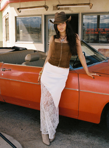 Castelli Lace Maxi Skirt White
