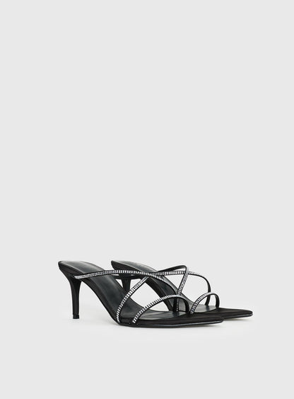 Billini Effy Heels Black Satin Diamante