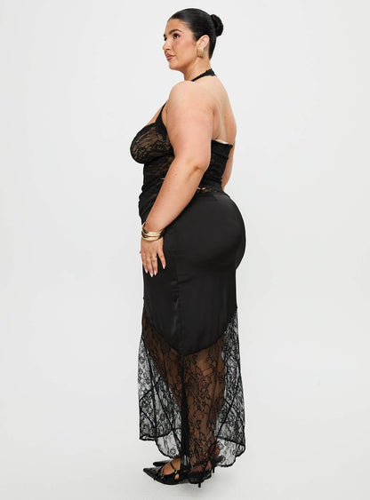 Castelli Lace Maxi Skirt Black Curve