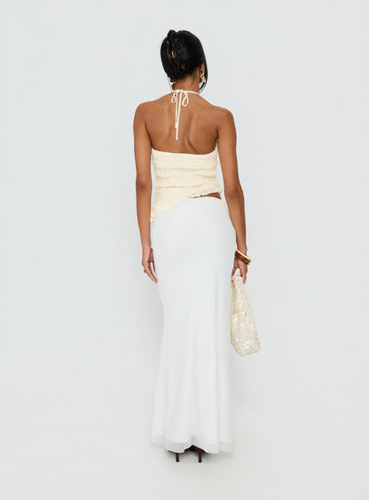 Caviar Tie Maxi Skirt White