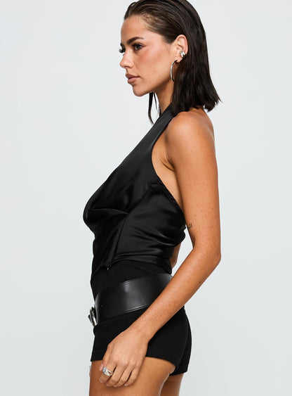 Cash Or Credit Cowl Neck Top Black