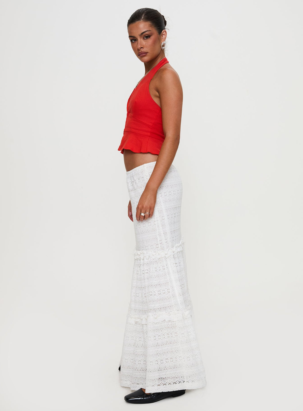 Buttacupe Lace Maxi Skirt White