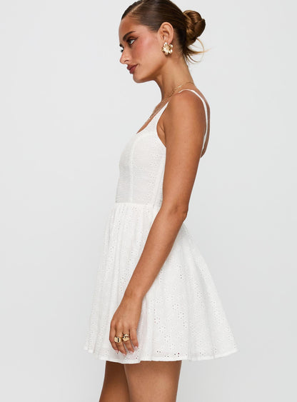 Cartmel Embroidered Mini Dress White