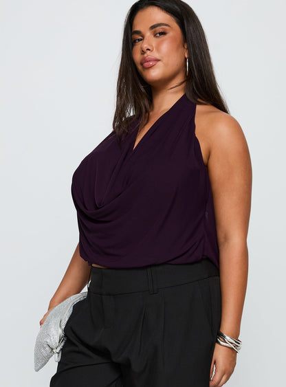 Carefree Days Cowl Neck Top Purple Curve
