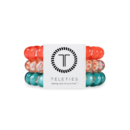 3 Pack Hair Ties Large Coral Craze