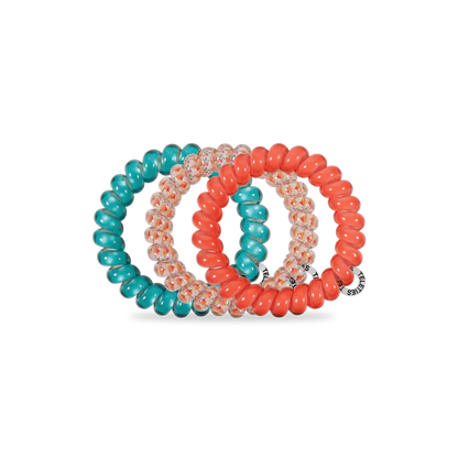 3 Pack Hair Ties Large Coral Craze