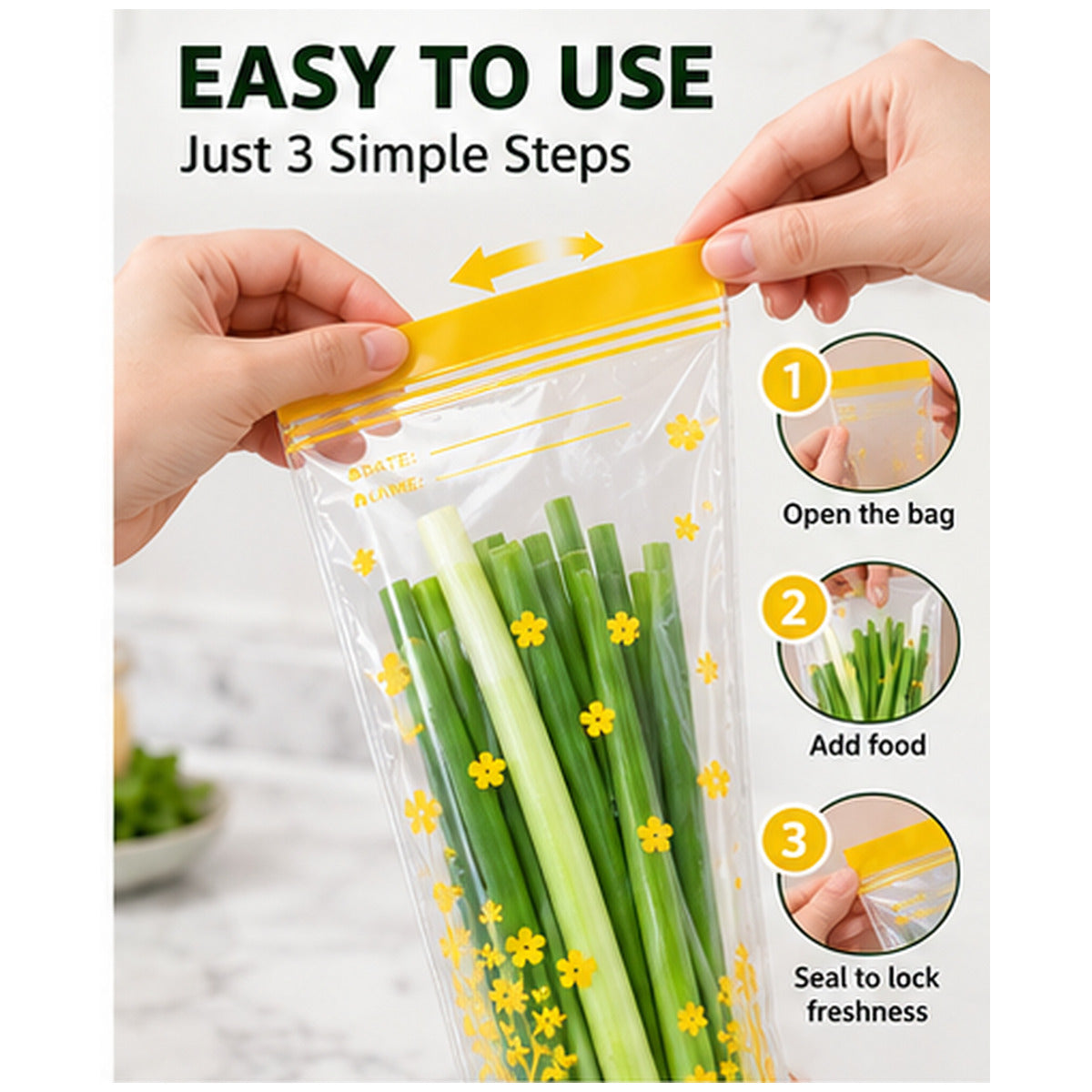 Double-Seal Reusable Food Storage Bags – Leakproof Resealable Snack Pouches
