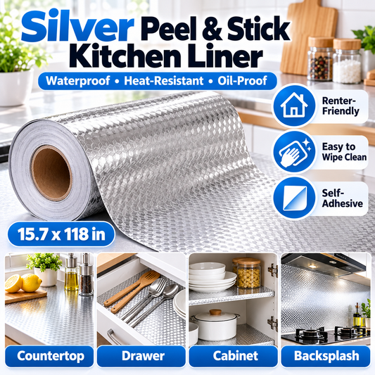 Silver 3D Peel & Stick Liner – Instant Kitchen Glow-Up ✨
