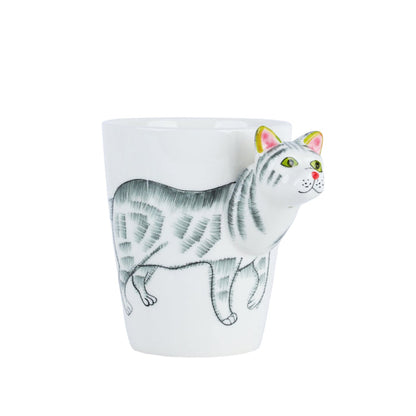 3D Animal Coffee Mug - White Cat