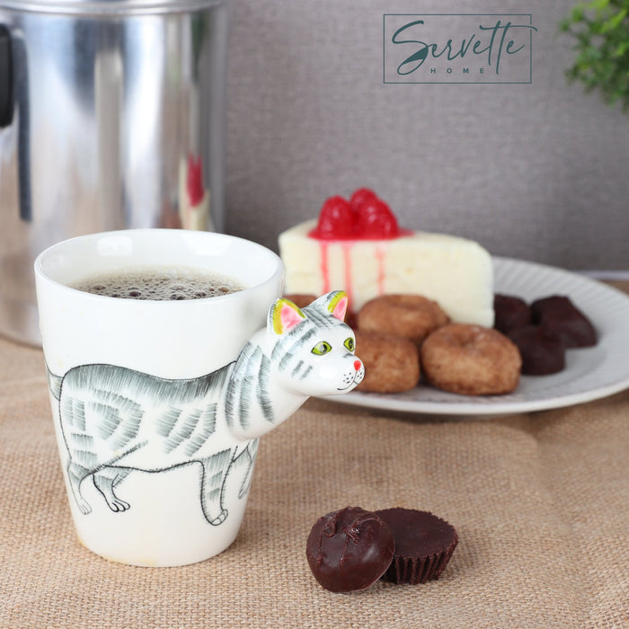 3D Animal Coffee Mug - White Cat