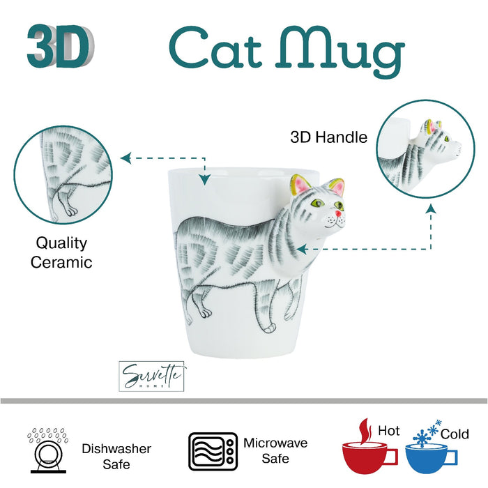 3D Animal Coffee Mug - White Cat