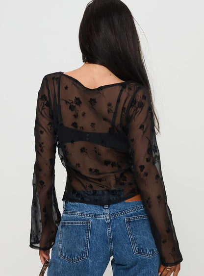 Broken Clocks Long Sleeve Top Black