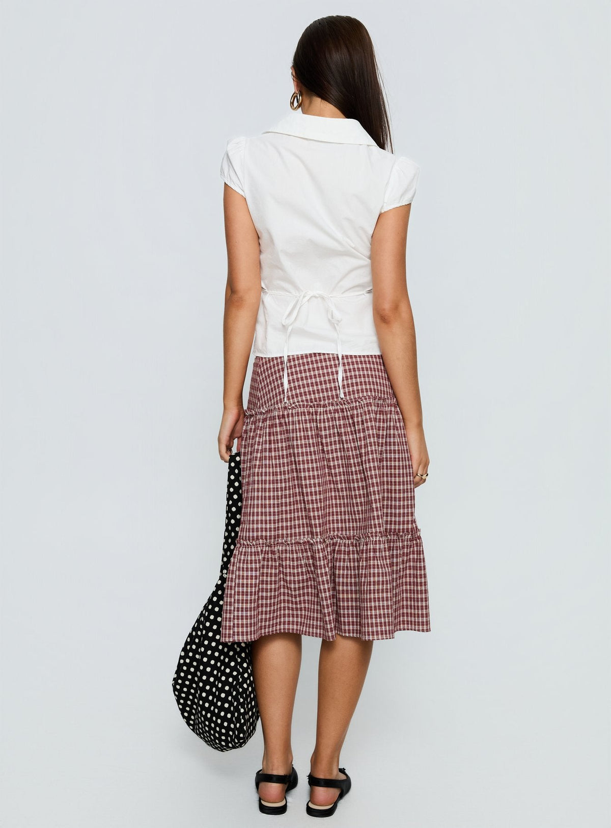 Cascades Low Rise Midi Skirt Red Check