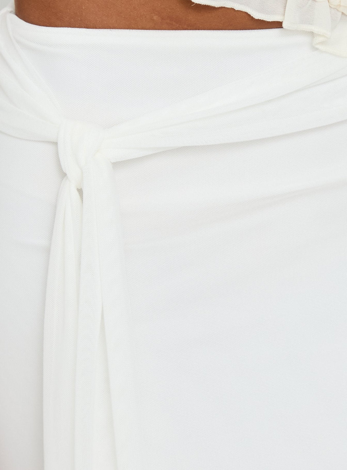 Caviar Tie Maxi Skirt White
