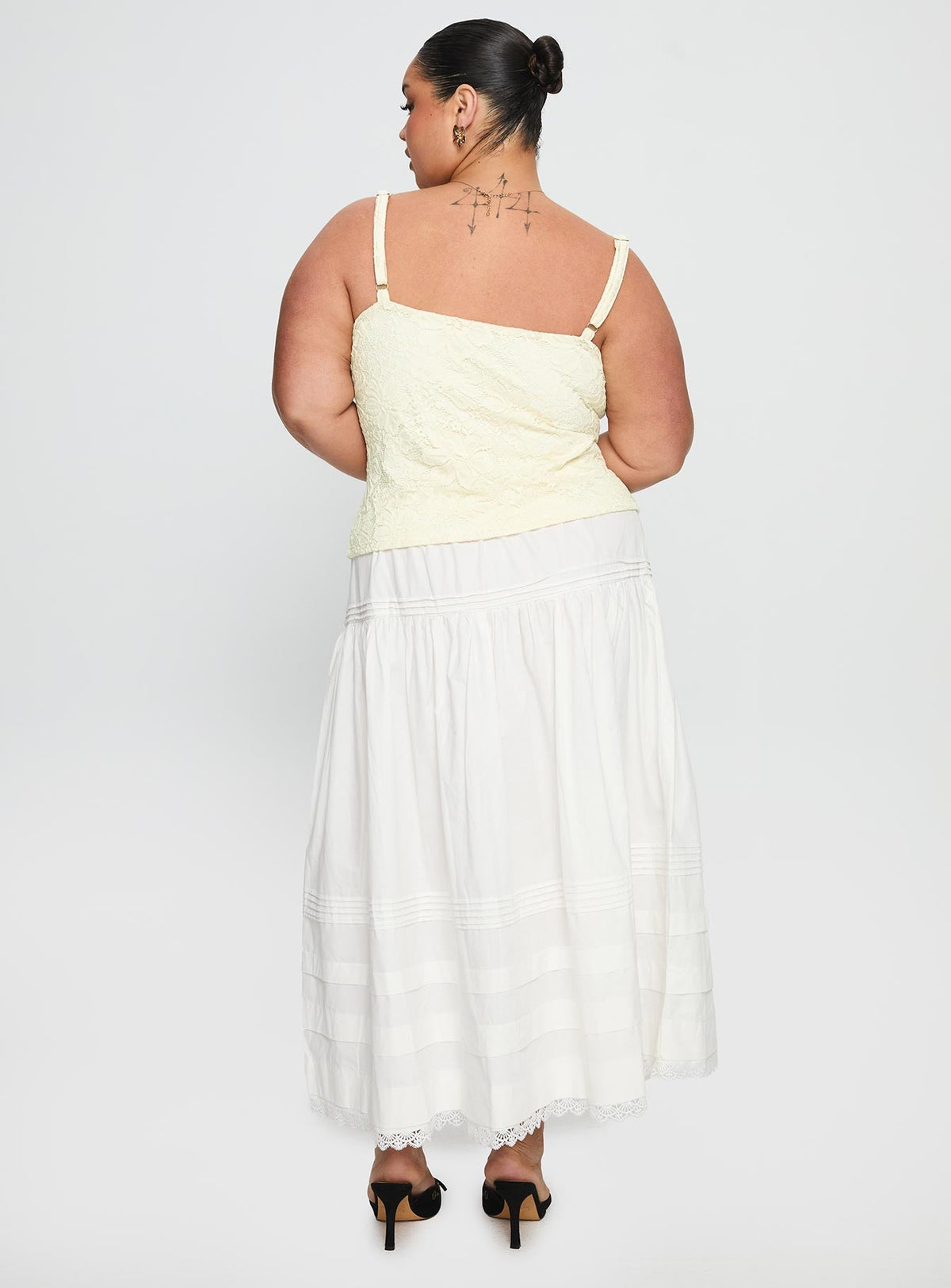 Calling For You Flowy Maxi Skirt White Curve