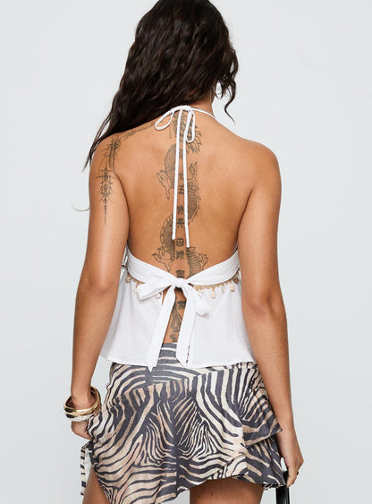 Calgary Bead Trim Top White