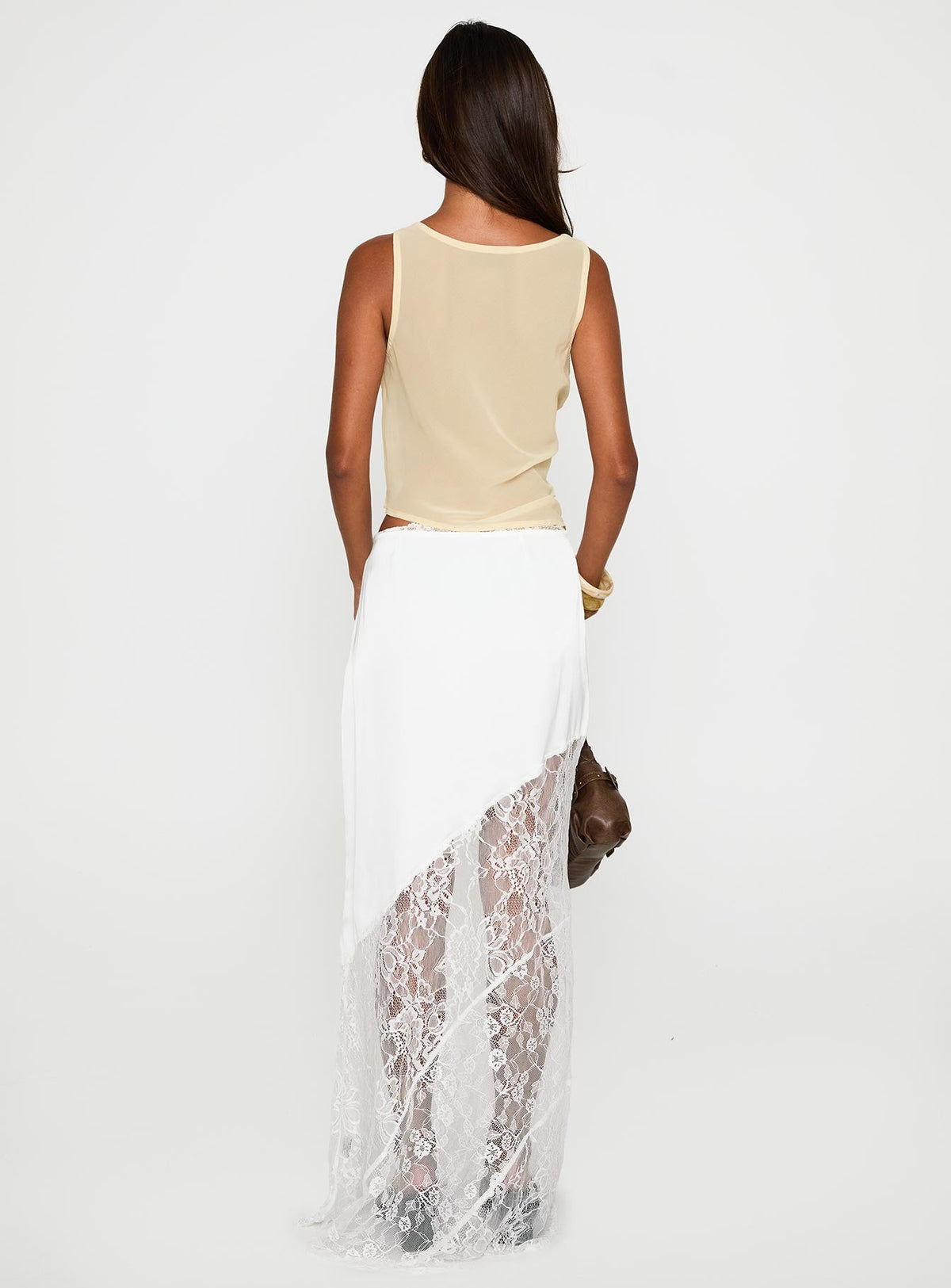 Castelli Lace Maxi Skirt White