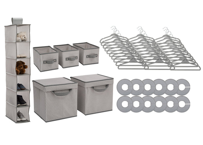 Delta Children Cool Grey (063) 48 Piece Nursery Storage Set, Silo b2b
