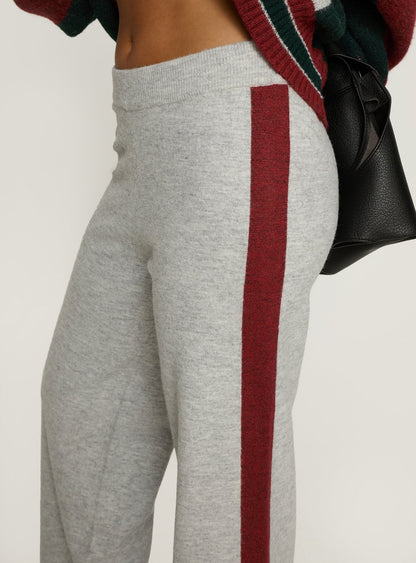 Brandyce Straight Leg Knit Pants Grey / Red