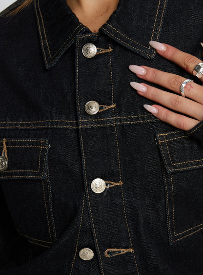 Caresse Cinched Denim Jacket Raw Denim