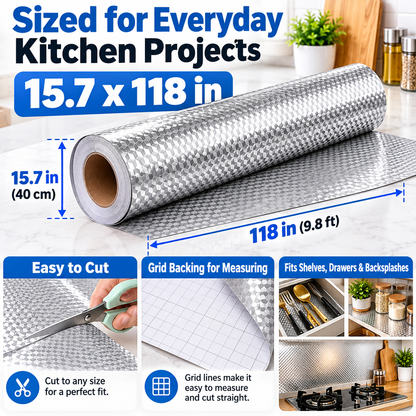 Silver 3D Peel & Stick Liner – Instant Kitchen Glow-Up ✨