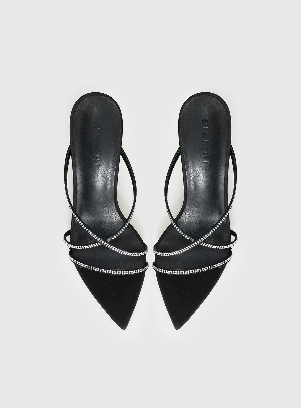 Billini Effy Heels Black Satin Diamante