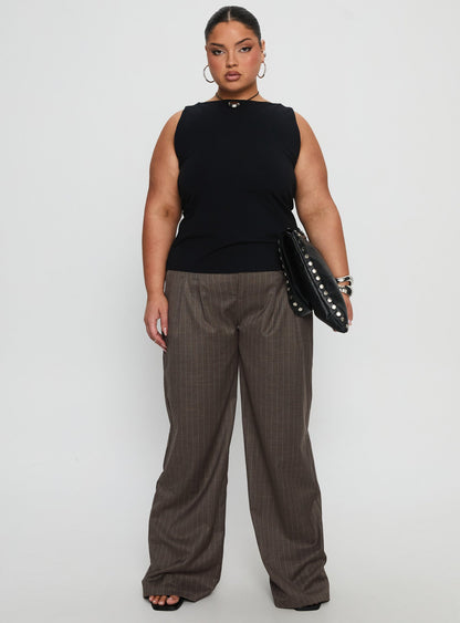 Briellea Thick Waistband Pant Pinstripe Curve